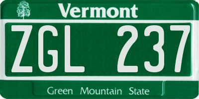 VT license plate ZGL237