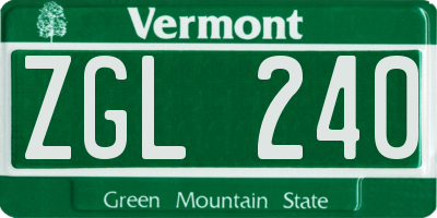 VT license plate ZGL240