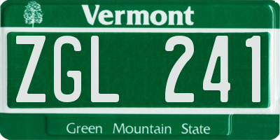 VT license plate ZGL241