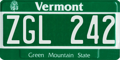 VT license plate ZGL242
