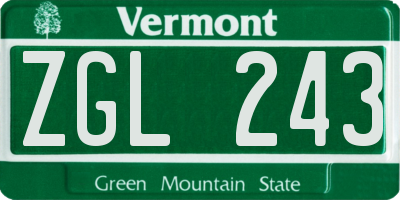 VT license plate ZGL243