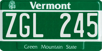 VT license plate ZGL245