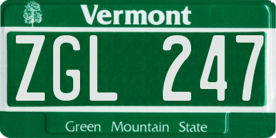 VT license plate ZGL247