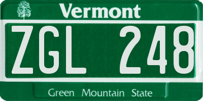 VT license plate ZGL248