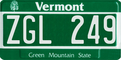 VT license plate ZGL249