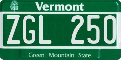 VT license plate ZGL250