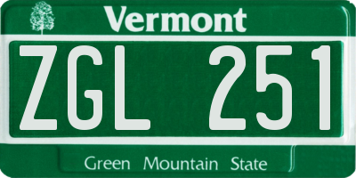 VT license plate ZGL251