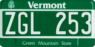 VT license plate ZGL253