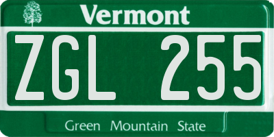 VT license plate ZGL255
