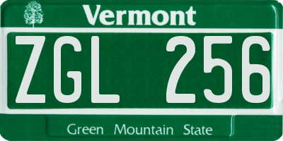 VT license plate ZGL256