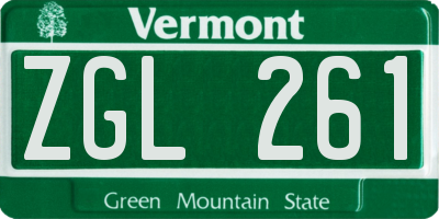 VT license plate ZGL261
