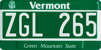 VT license plate ZGL265