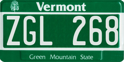 VT license plate ZGL268