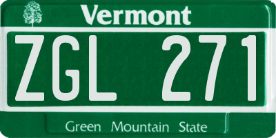 VT license plate ZGL271