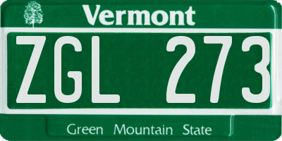 VT license plate ZGL273