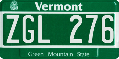 VT license plate ZGL276