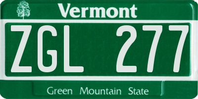 VT license plate ZGL277