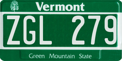 VT license plate ZGL279