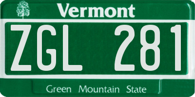 VT license plate ZGL281