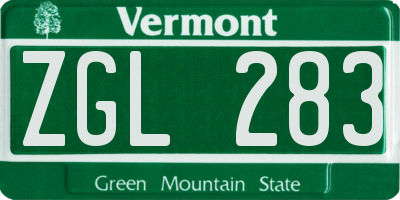 VT license plate ZGL283