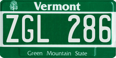 VT license plate ZGL286