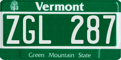 VT license plate ZGL287