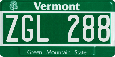 VT license plate ZGL288