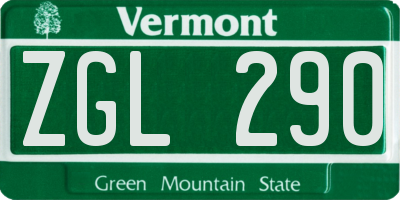 VT license plate ZGL290