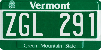 VT license plate ZGL291