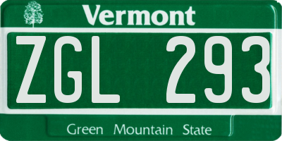 VT license plate ZGL293