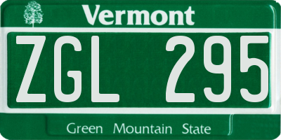 VT license plate ZGL295