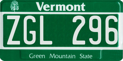 VT license plate ZGL296