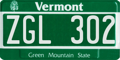 VT license plate ZGL302
