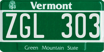 VT license plate ZGL303