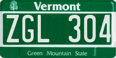 VT license plate ZGL304