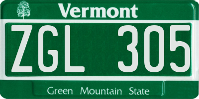 VT license plate ZGL305