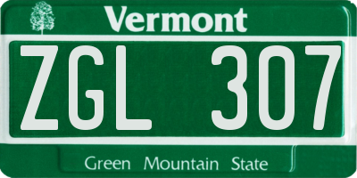 VT license plate ZGL307