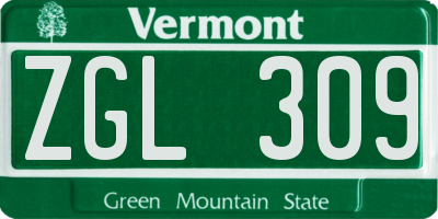 VT license plate ZGL309