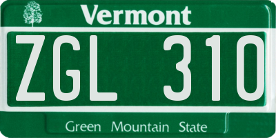VT license plate ZGL310