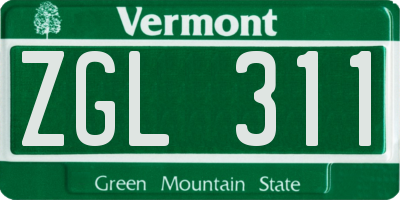 VT license plate ZGL311