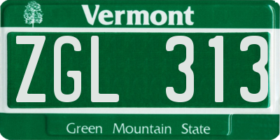 VT license plate ZGL313