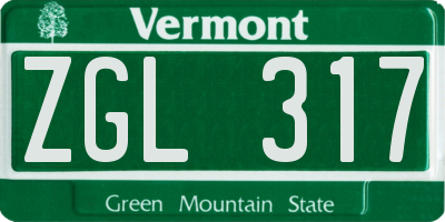 VT license plate ZGL317