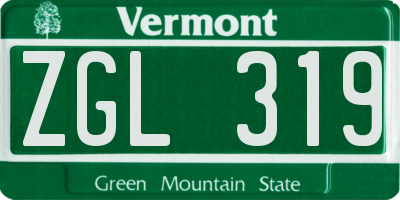VT license plate ZGL319