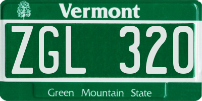 VT license plate ZGL320
