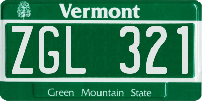 VT license plate ZGL321