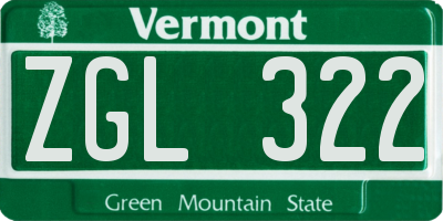 VT license plate ZGL322