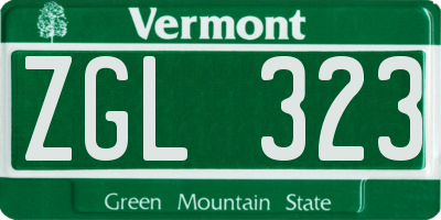 VT license plate ZGL323