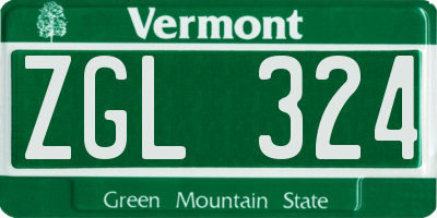 VT license plate ZGL324