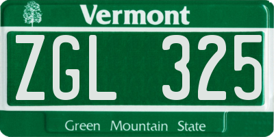 VT license plate ZGL325