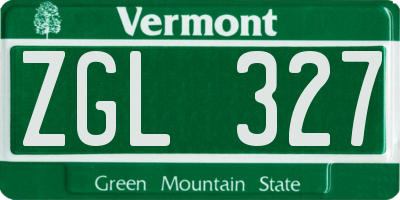 VT license plate ZGL327